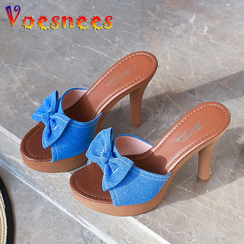 Heels Slip-on Summer Bows Casual