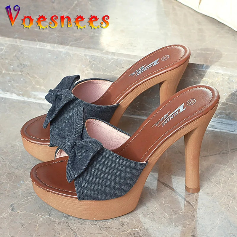 Heels Slip-on Summer Bows Casual