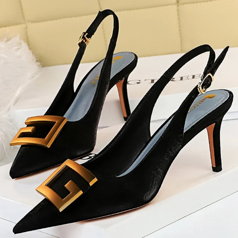 Luxury Women 8.5cm High Heels Tacones Pumps Designer Office Lady Green Stiletto Heels Scarpins Bridal Party Shoes Plus Size