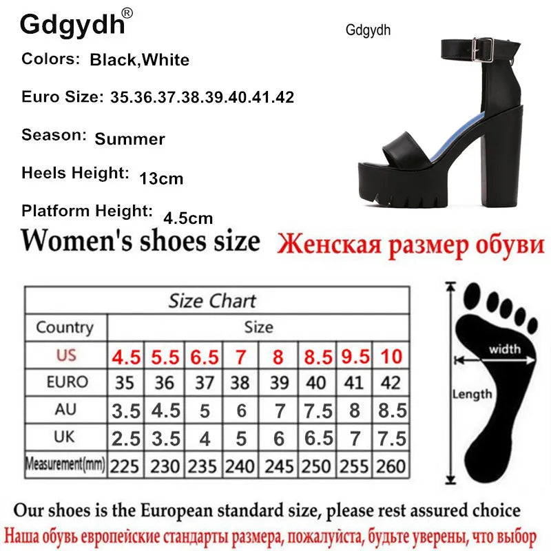 Gdgydh Summer Ankle Strap Sandal Shoes for Women High Heels Sandals Platform Back Zipper Fashion Party Model Show Pumps