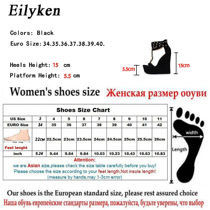 Eilyken Gladiator Sandals Women High Heels Fashion Design Chain Platform Wedges Open toe Shoes Zapatos Mujer