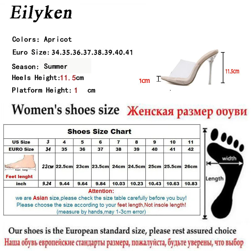 Eilyken Fashion PVC Clear Transparent Jelly Open Toe Ladies Slippers Sexy Crystal Slim High Heels Women's Sandals Pumps Casual Work Office Formal Party Beige