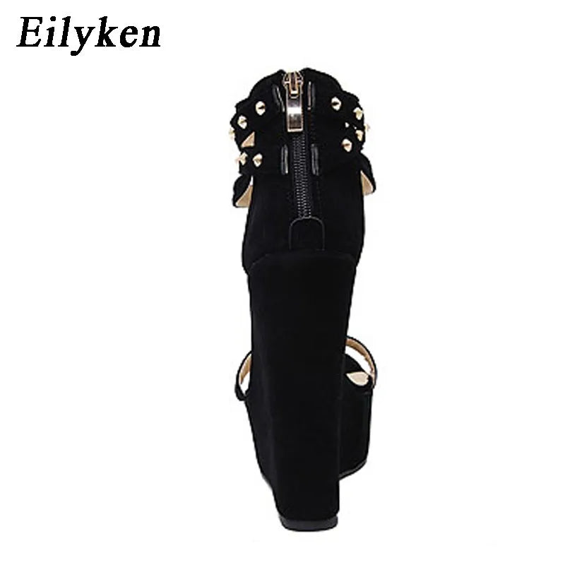 Eilyken Gladiator Sandals Women High Heels Fashion Design Chain Platform Wedges Open toe Shoes Zapatos Mujer