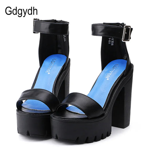 Gdgydh Summer Ankle Strap Sandal Shoes for Women High Heels Sandals Platform Back Zipper Fashion Party Model Show Pumps