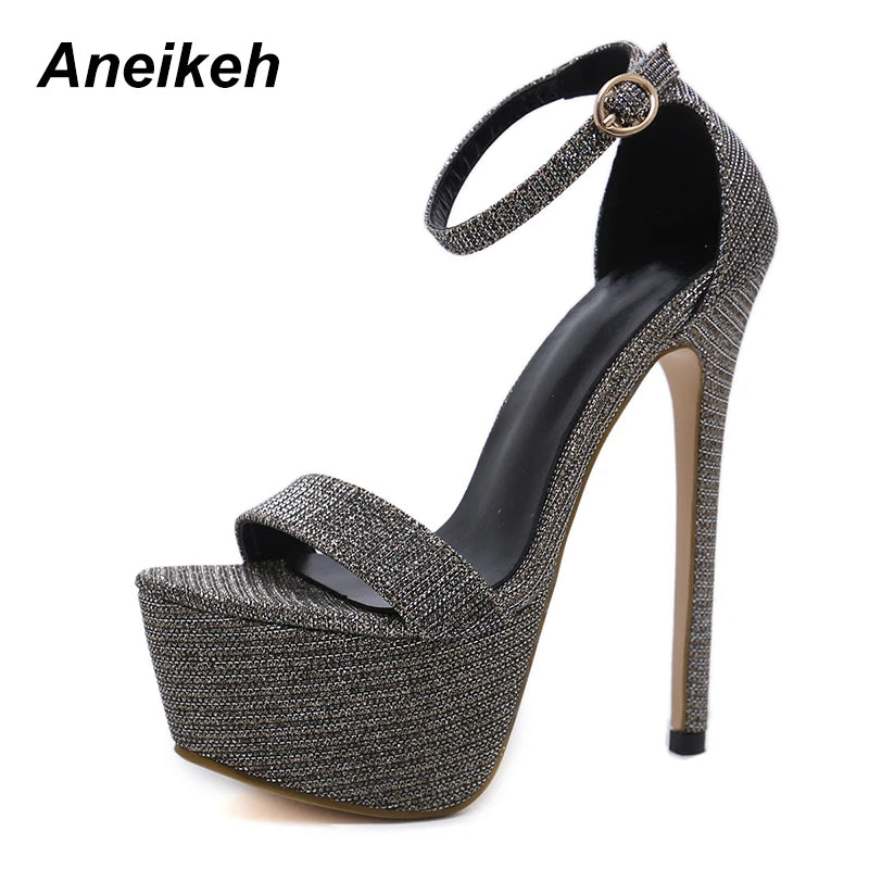 Aneikeh New Sandals Summer Sexy Women High Heels Fashion Stripper Shoes Party Pumps Women Platform Bling Sandals