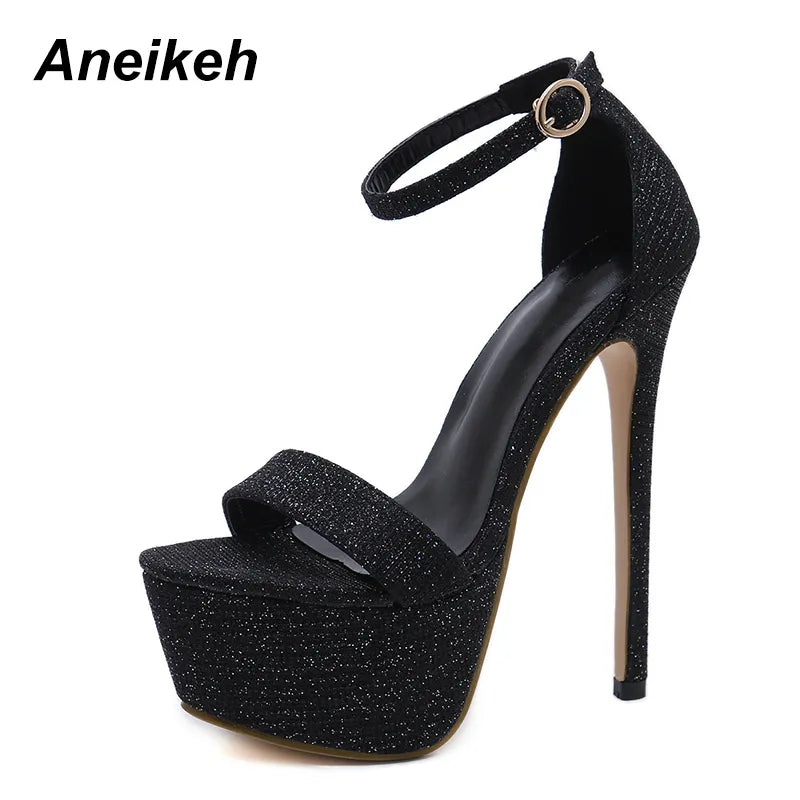 Aneikeh New Sandals Summer Sexy Women High Heels Fashion Stripper Shoes Party Pumps Women Platform Bling Sandals