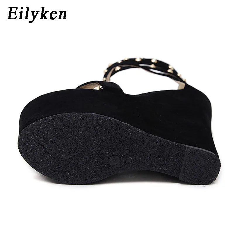 Eilyken Gladiator Sandals Women High Heels Fashion Design Chain Platform Wedges Open toe Shoes Zapatos Mujer