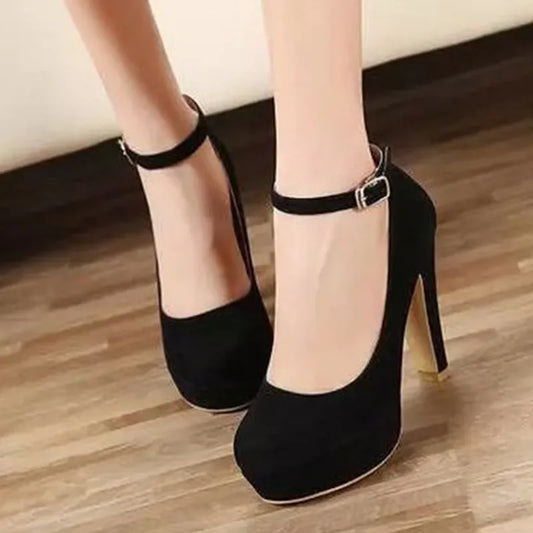 Zapatos Mujer Elegant High Heel Wome Shoe Spring New Thick Heel Work Shoes Versatile High Heel Shoes Black Fashion Women Shoe42