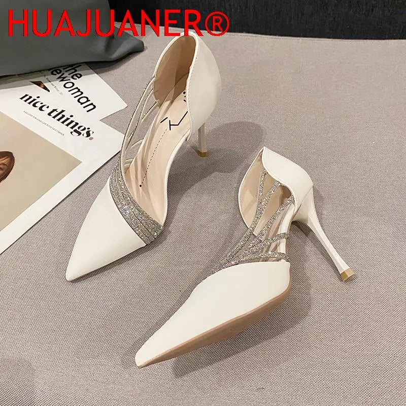 Spring Luxury Women Rhineston Stiletto High Heels Pumps Scarpins Designer Lady Black Heels Wedding Party Bridal Prom Shoes