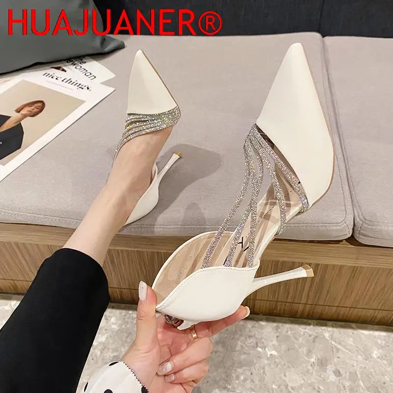 Spring Luxury Women Rhineston Stiletto High Heels Pumps Scarpins Designer Lady Black Heels Wedding Party Bridal Prom Shoes