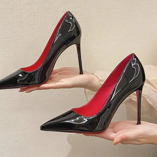 Women's Sole Pumps New Sexy Bottom Pointed Toe Black Thin High Heel Shoes Shallow Sexy Fashion Black Red Beige