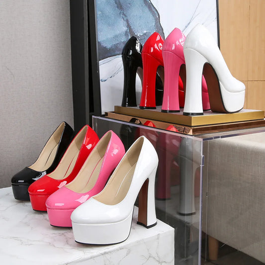 Women's thick heels pumps waterproof Taiwan round tip