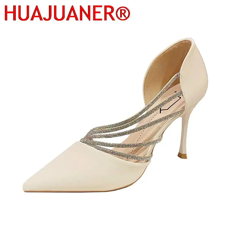 Spring Luxury Women Rhineston Stiletto High Heels Pumps Scarpins Designer Lady Black Heels Wedding Party Bridal Prom Shoes