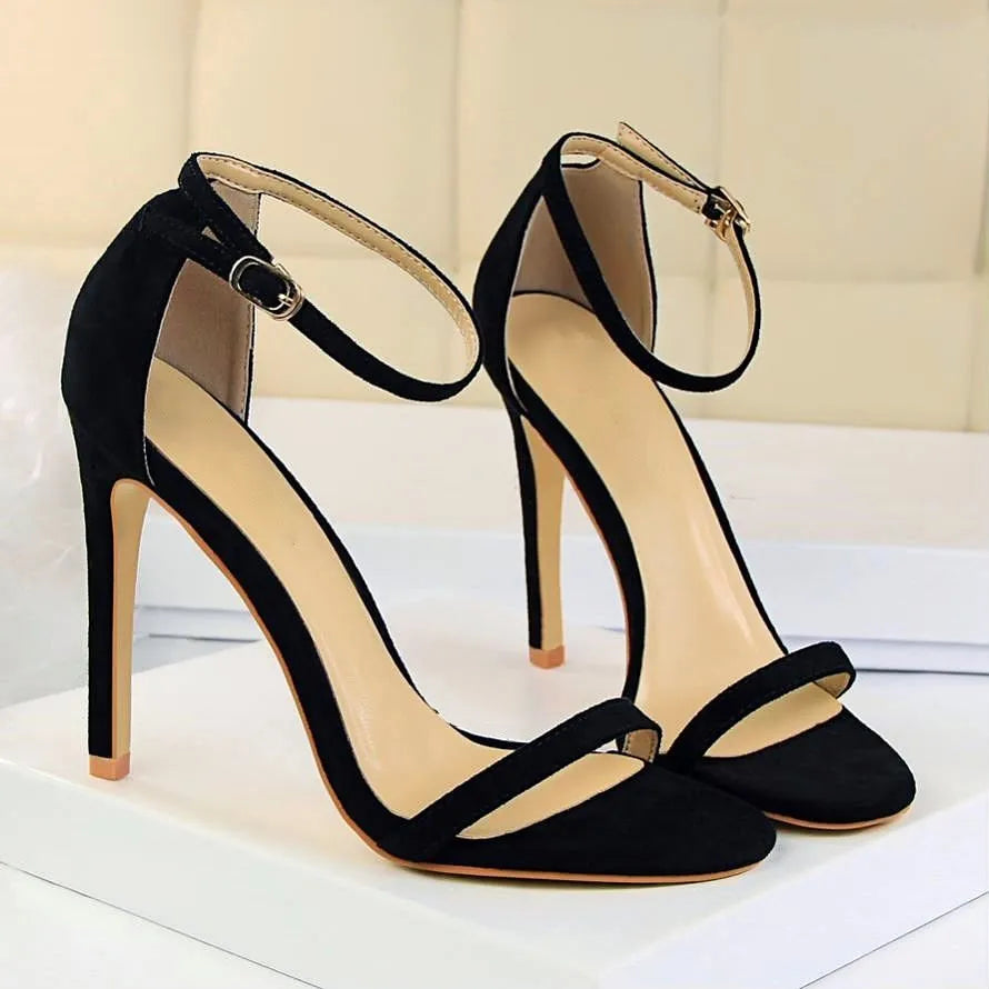 Classic Design Sandals Women High Heels Shoes Stilettos Heeled Sandal 11cm/10cm/8cm For Wedding Party Pumps Buckle Strap