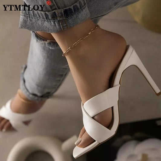 Women's Fashion Pumps Slip-on Open-toe Ladies Sexy Leather Wedding Bridal Party Shoes Dress Work Office Casual High Heels Mujer Sapato Feminino